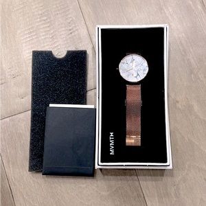 Mvmt marble watch with rose gold band